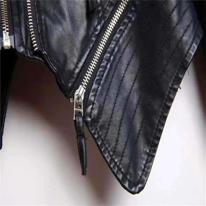 Women Rivet Double Zipper Hip Hop Slim Leather Motorcycle Top Coats Plus Jackets