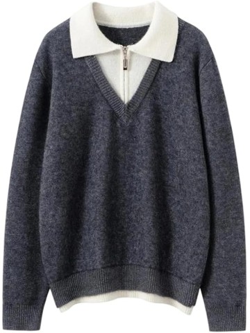 Women's Lapel Sweater Autumn and Winter Thickened Casual Loose Women's Knitted Top
