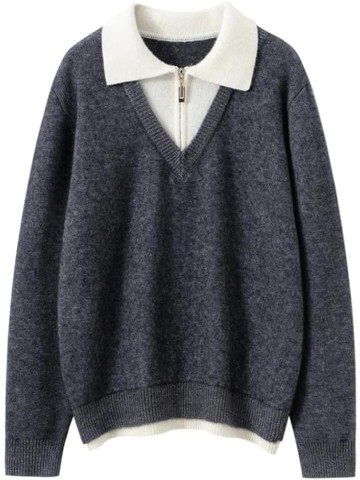 Women's Lapel Sweater Autumn and Winter Thickened Casual Loose Women's Knitted Top