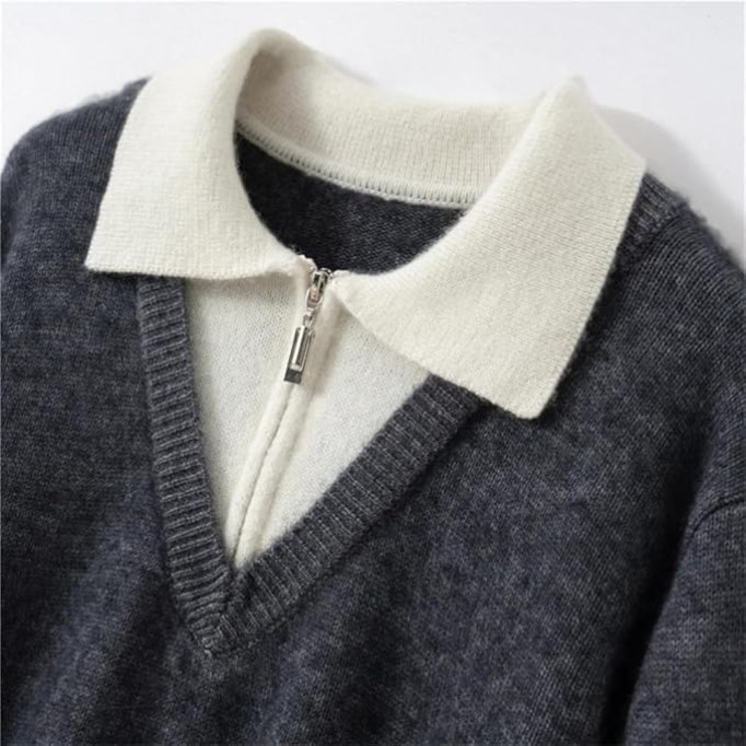 Women's Lapel Sweater Autumn and Winter Thickened Casual Loose Women's Knitted Top