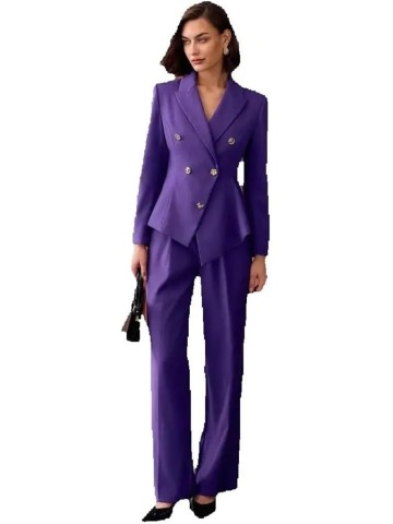 Women Suits Double Breasted Peak Lapel Slim Fit Customized 2 Piece Jacket Pants Sets