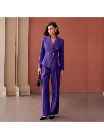 Women Suits Double Breasted Peak Lapel Slim Fit Customized 2 Piece Jacket Pants Sets