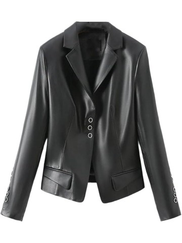 Women Elegant Sheepskin Leather Jacket Slim Fit Moto Biker Coat Casual Streetwear Winter Outerwear