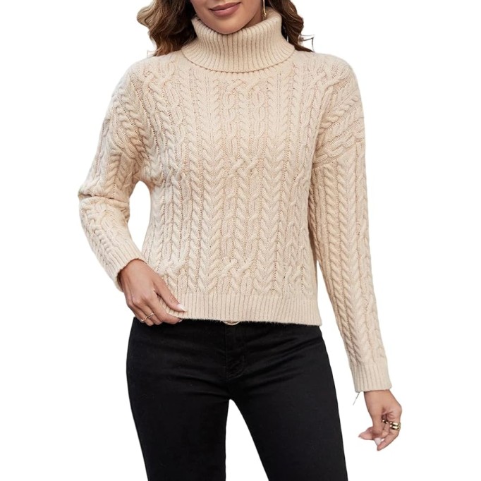 Women's Turtleneck Sweater Loose Casual Pullover Lightweight Knit Pullover Sweaters Jumper Tops