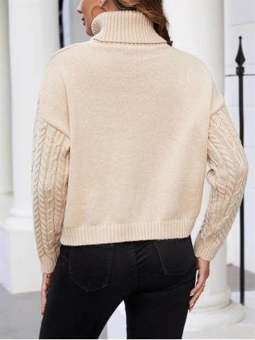 Women's Turtleneck Sweater Loose Casual Pullover Lightweight Knit Pullover Sweaters Jumper Tops