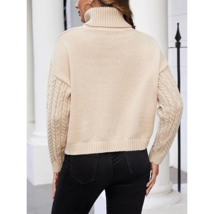 Women's Turtleneck Sweater Loose Casual Pullover Lightweight Knit Pullover Sweaters Jumper Tops