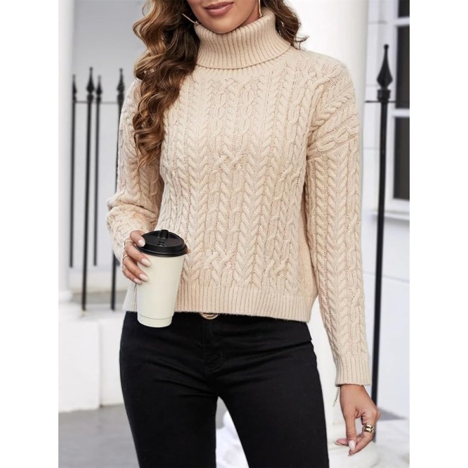 Women's Turtleneck Sweater Loose Casual Pullover Lightweight Knit Pullover Sweaters Jumper Tops