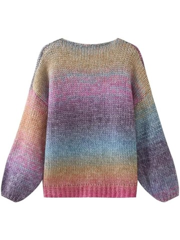 JSEIAJB Women's Winter Gradient Color Loose Casual Knit Sweater Women's Sweater