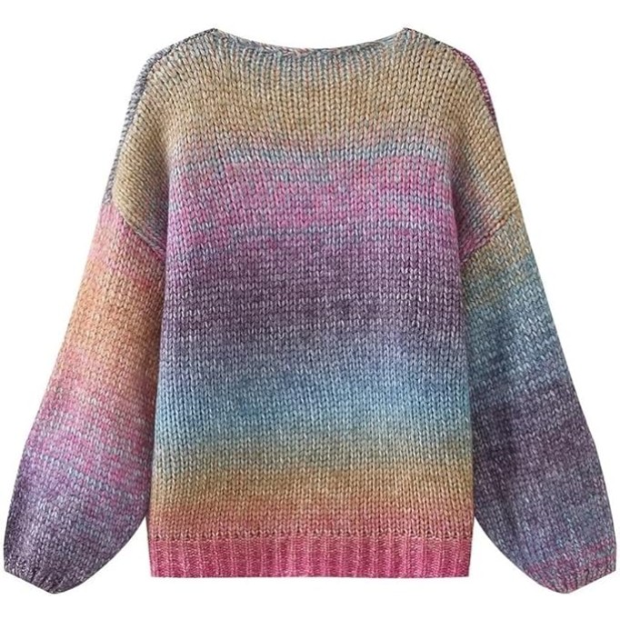 JSEIAJB Women's Winter Gradient Color Loose Casual Knit Sweater Women's Sweater