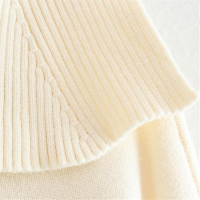 JSEIAJB Women's V Lapel Casual Striped Loose Pullover Knit Sweater