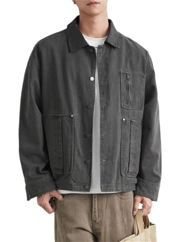 Men's Retro Jacket Outerwear Loose Casual Denim Coat For Spring Autumn Outdoor Jacket