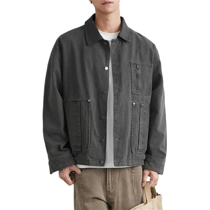Men's Retro Jacket Outerwear Loose Casual Denim Coat For Spring Autumn Outdoor Jacket