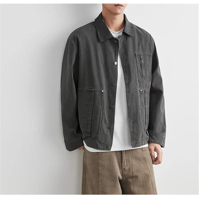 Men's Retro Jacket Outerwear Loose Casual Denim Coat For Spring Autumn Outdoor Jacket