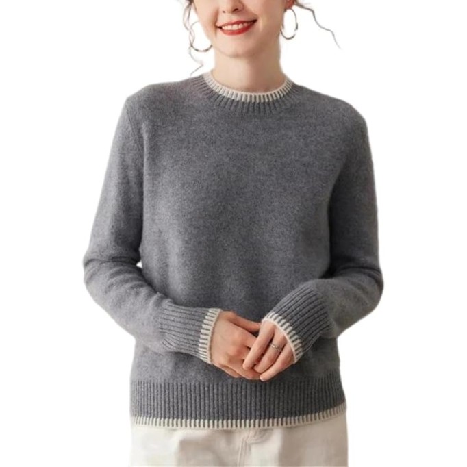 Women's Autumn Winter O-Neck Pullover Sweater Warm Loose Knit Sweater Tops