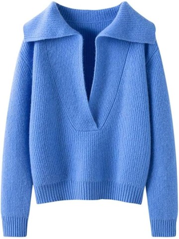 Women's Big V-Neck Pullover Casual Knit Sweater Autumn Winter Loose Style Coat