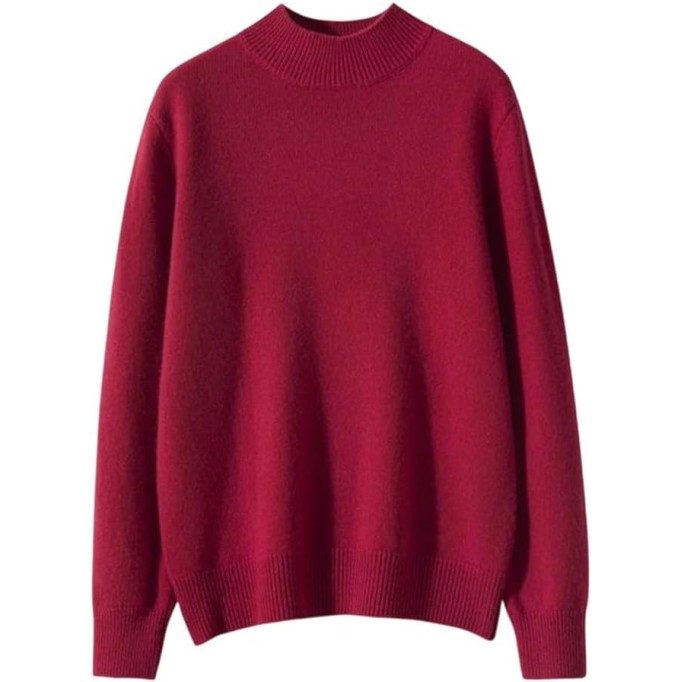Women Mock Neck Long Sleeve Pullover Autumn Winter Basic Soft Warm Casual Korean Sweater Top