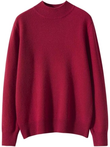 Women Mock Neck Long Sleeve Pullover Autumn Winter Basic Soft Warm Casual Korean Sweater Top