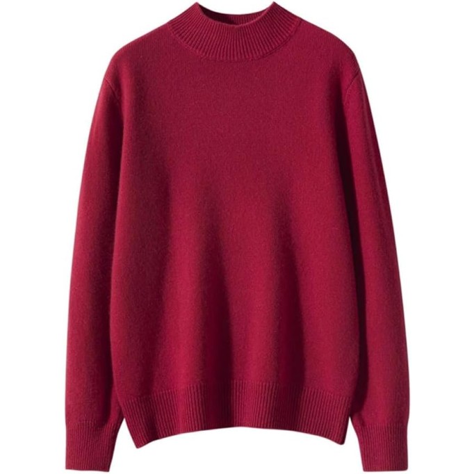 Women Mock Neck Long Sleeve Pullover Autumn Winter Basic Soft Warm Casual Korean Sweater Top