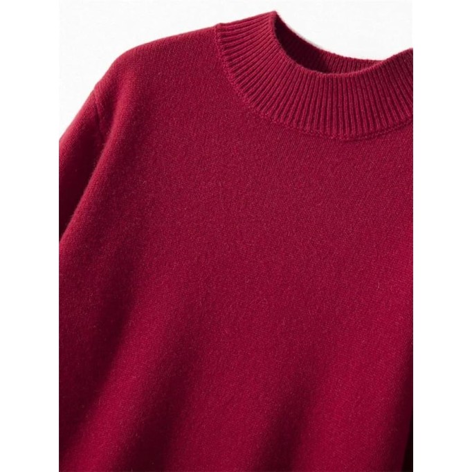Women Mock Neck Long Sleeve Pullover Autumn Winter Basic Soft Warm Casual Korean Sweater Top