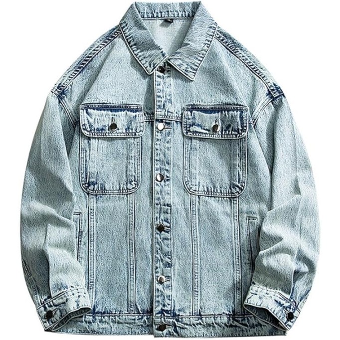 Washed Denim Jacket For Men's Loose Oversized, Handsome And Versatile Casual