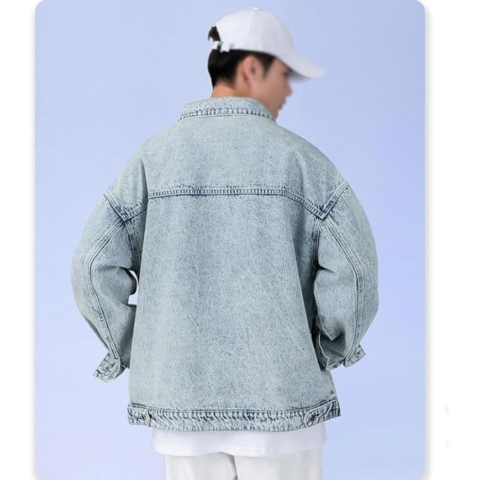 Washed Denim Jacket For Men's Loose Oversized, Handsome And Versatile Casual