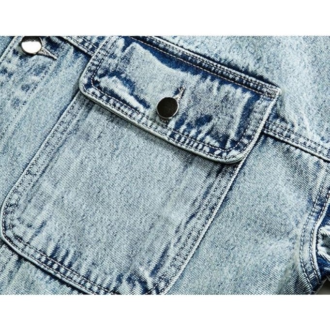 Washed Denim Jacket For Men's Loose Oversized, Handsome And Versatile Casual