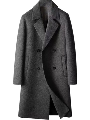 Men's Woolen Coat Medium Long Double Sided Wind-Resistant Jacket Single Breasted Fashionable Casual Overcoat For Shopping