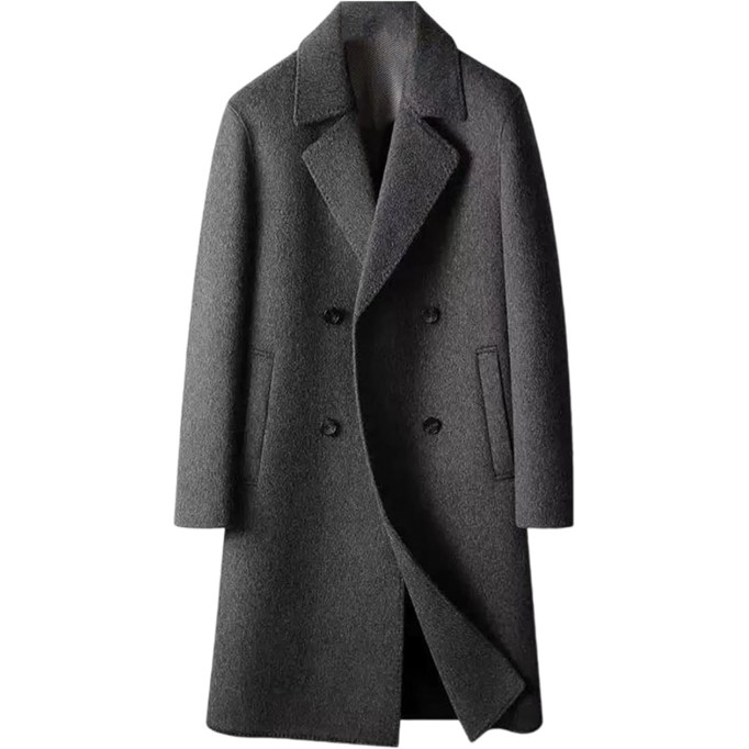Men's Woolen Coat Medium Long Double Sided Wind-Resistant Jacket Single Breasted Fashionable Casual Overcoat For Shopping