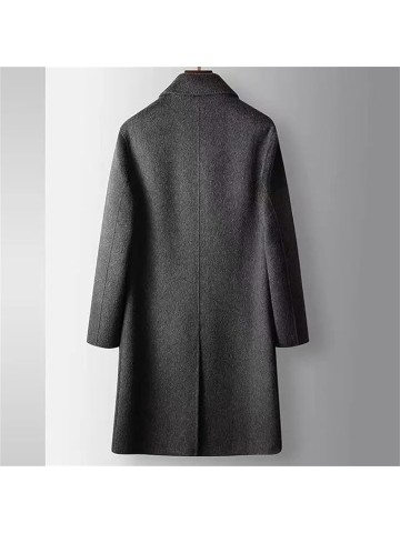 Men's Woolen Coat Medium Long Double Sided Wind-Resistant Jacket Single Breasted Fashionable Casual Overcoat For Shopping