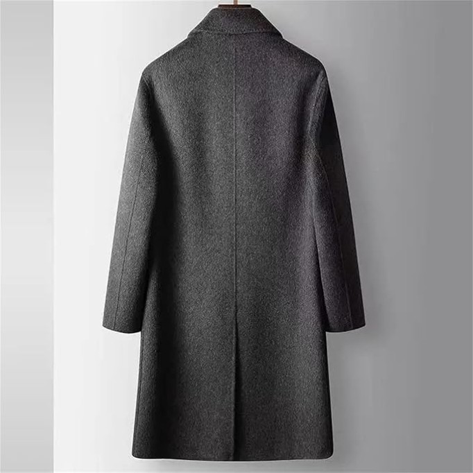 Men's Woolen Coat Medium Long Double Sided Wind-Resistant Jacket Single Breasted Fashionable Casual Overcoat For Shopping