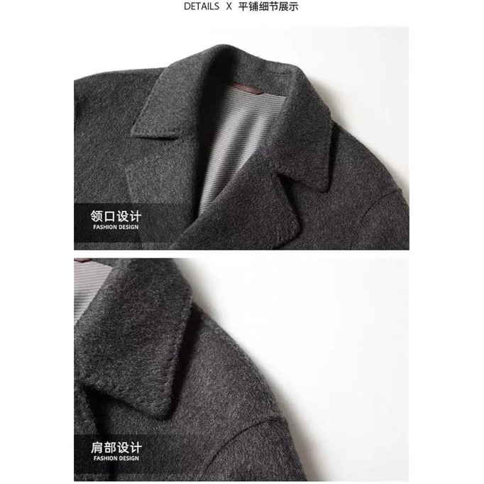 Men's Woolen Coat Medium Long Double Sided Wind-Resistant Jacket Single Breasted Fashionable Casual Overcoat For Shopping