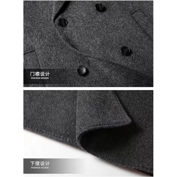 Men's Woolen Coat Medium Long Double Sided Wind-Resistant Jacket Single Breasted Fashionable Casual Overcoat For Shopping