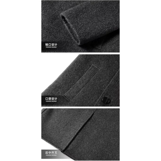 Men's Woolen Coat Medium Long Double Sided Wind-Resistant Jacket Single Breasted Fashionable Casual Overcoat For Shopping