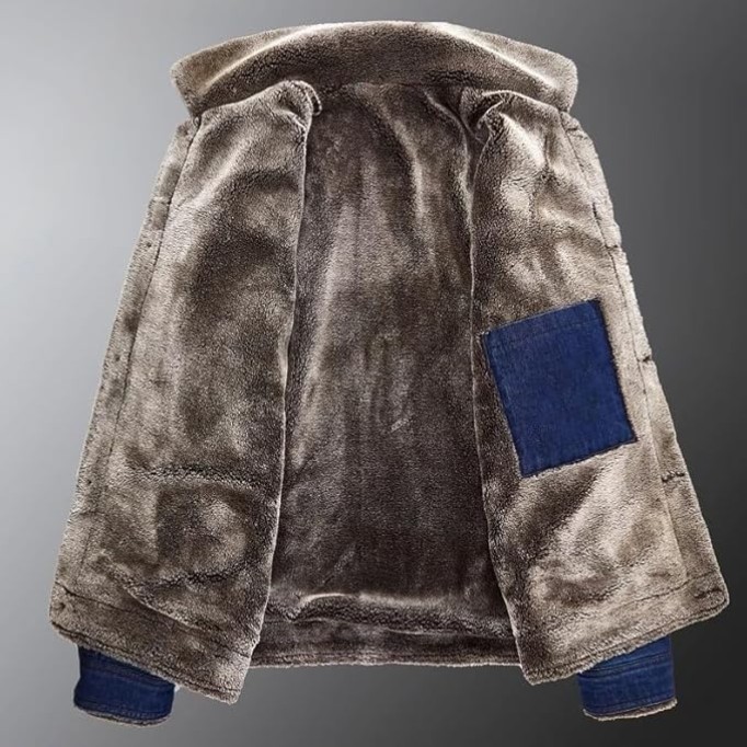 Denim Jacket, men's Winter Plush, Thickened Loose Oversized warm Cotton, Casual Lamb Cashmere