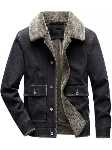 Denim Jacket men's Loose Winter Oversized Casual Plush thick warm