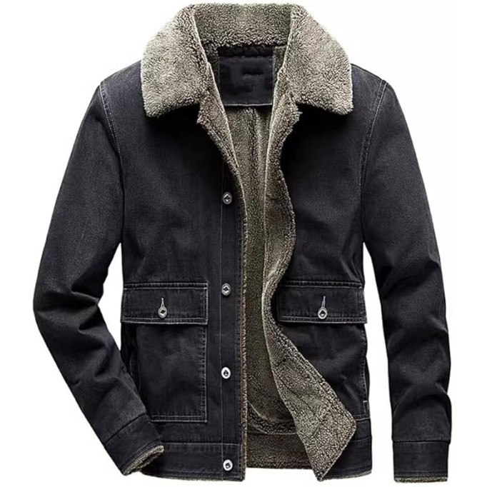 Denim Jacket men's Loose Winter Oversized Casual Plush thick warm