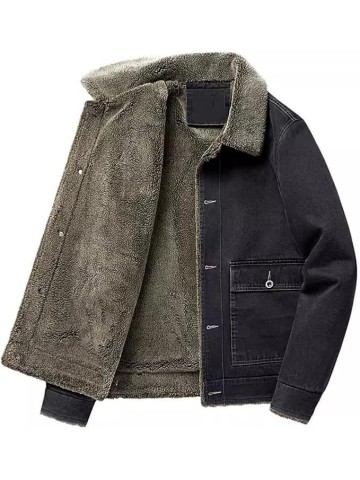 Denim Jacket men's Loose Winter Oversized Casual Plush thick warm