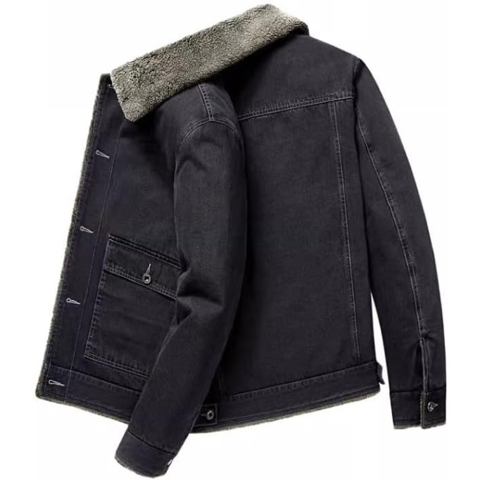 Denim Jacket men's Loose Winter Oversized Casual Plush thick warm