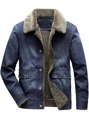Denim Jacket men's Loose Winter Oversized Casual Plush thick Warm