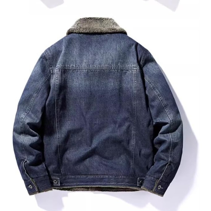 Denim Jacket men's Loose Winter Oversized Casual Plush thick Warm