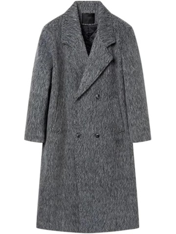Men Oversized Woolen Pea Coats Long Thickened Warm Shoulder Pads Double Breasted Overcoats Fall Winter