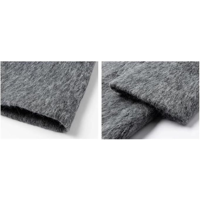 Men Oversized Woolen Pea Coats Long Thickened Warm Shoulder Pads Double Breasted Overcoats Fall Winter