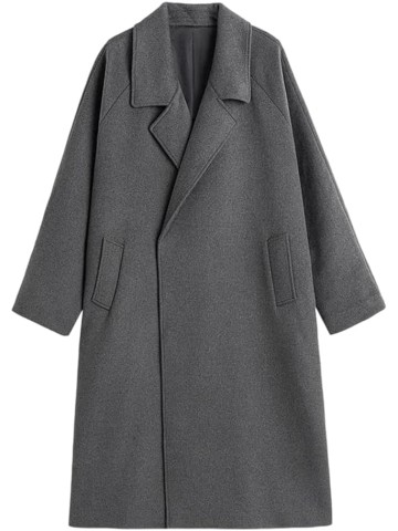 Men Long Woolen Blends Pea Coats Warm Overcoats Fall Winter Oversized Notch Necks