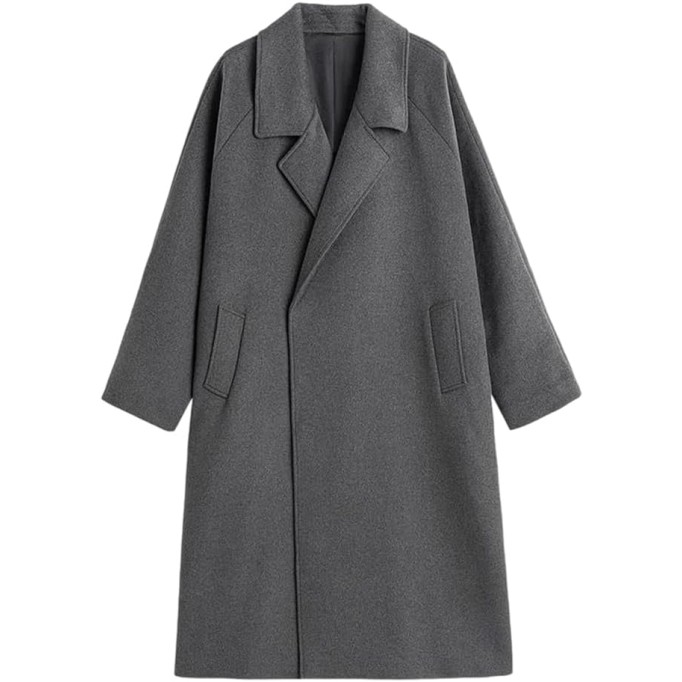 Men Long Woolen Blends Pea Coats Warm Overcoats Fall Winter Oversized Notch Necks