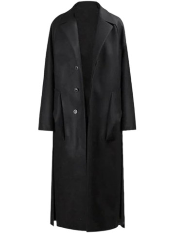 Men Long Black Oversized Soft Wool Blends Overcoats Single Breasted Pea Coats Fall Winter