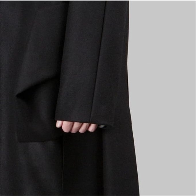 Men Long Black Oversized Soft Wool Blends Overcoats Single Breasted Pea Coats Fall Winter