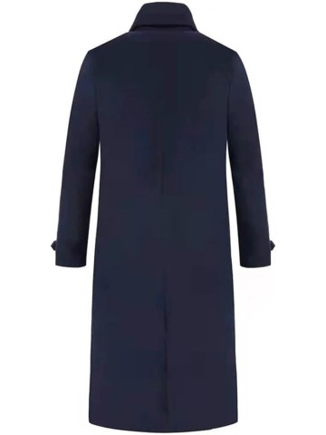 Men Long Warm Casual Woolen Pea Coats Double Breasted Solid Slimming Overcoats Fall Winter