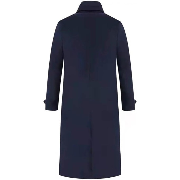 Men Long Warm Casual Woolen Pea Coats Double Breasted Solid Slimming Overcoats Fall Winter