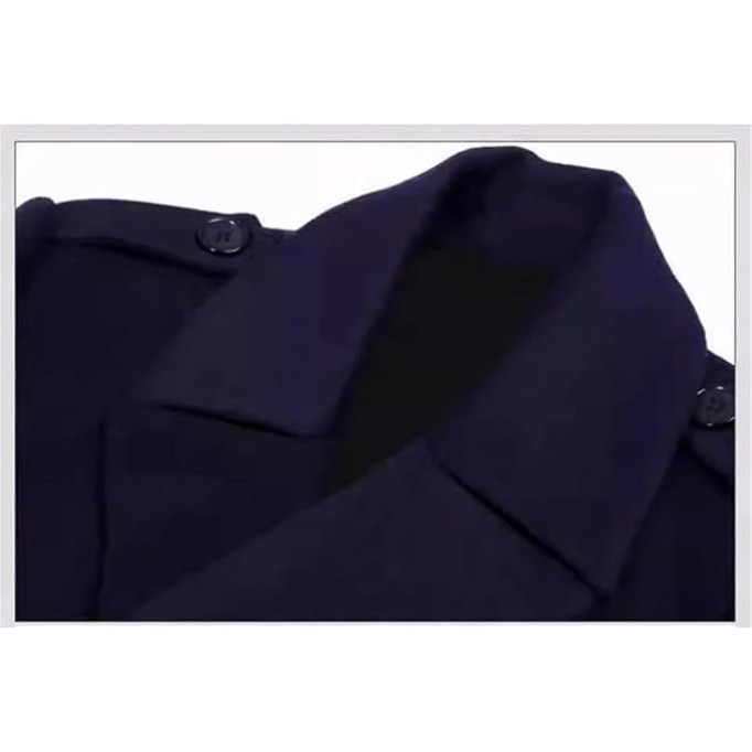 Men Long Warm Casual Woolen Pea Coats Double Breasted Solid Slimming Overcoats Fall Winter