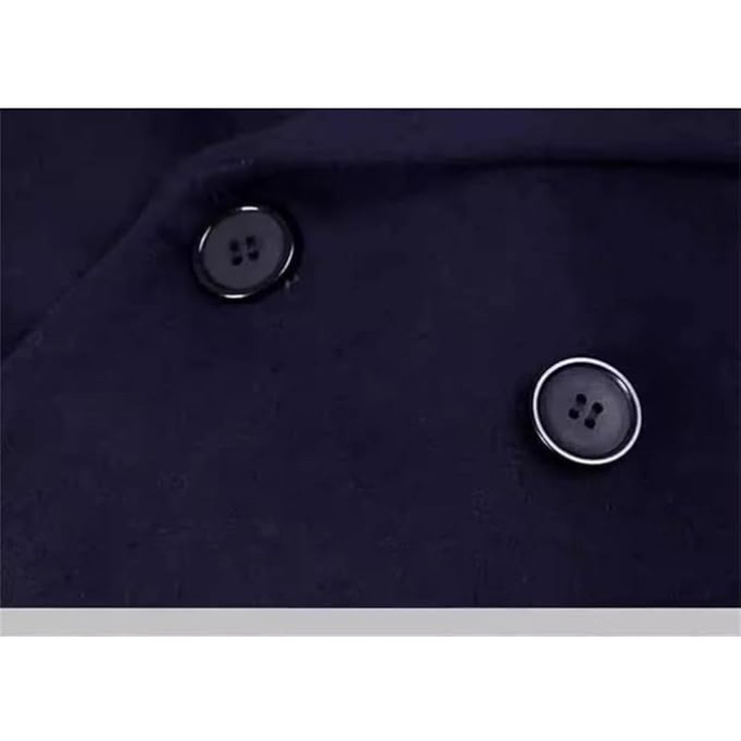 Men Long Warm Casual Woolen Pea Coats Double Breasted Solid Slimming Overcoats Fall Winter
